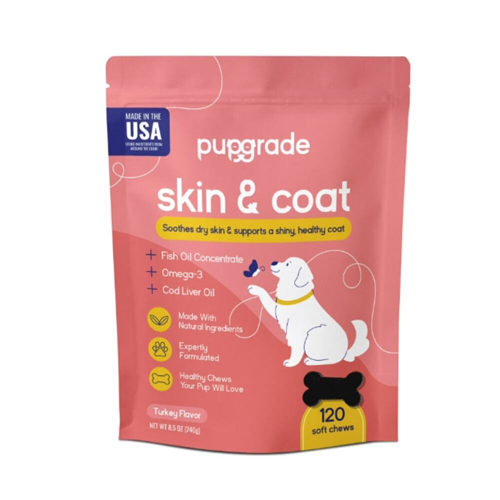 PupGrade Skin & Coat Chews for Dogs with Omega-3s & Antioxidants for Itchy Skin